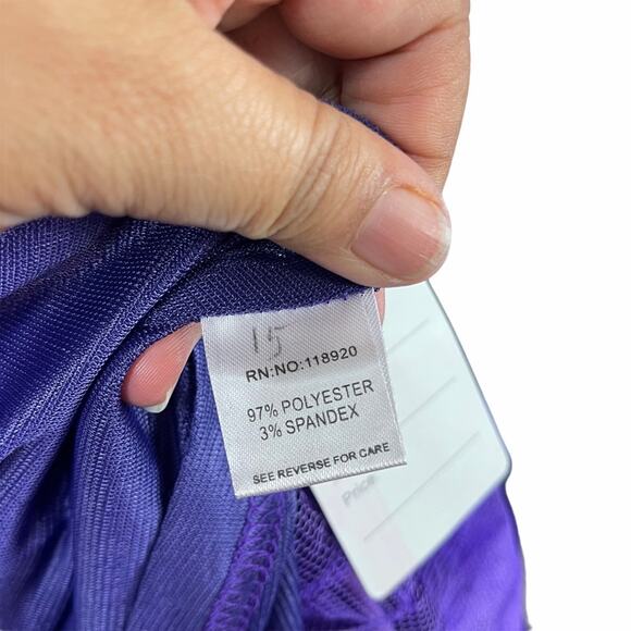 Lucy Paris Fit & Flare Satin Dress Purple Floral Embroidery L - Picture 7 of 9